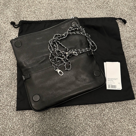 ZADIG & VOLTAIRE ROCK HEARTS AND STRASS SMOOTH LEATHER BAG IN BLACK - Picture 4 of 4